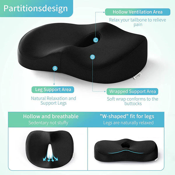 Premium Ergonomic Orthopedic Memory Foam Seat Cushion for Office Chair Car Stress Relief - Image 3